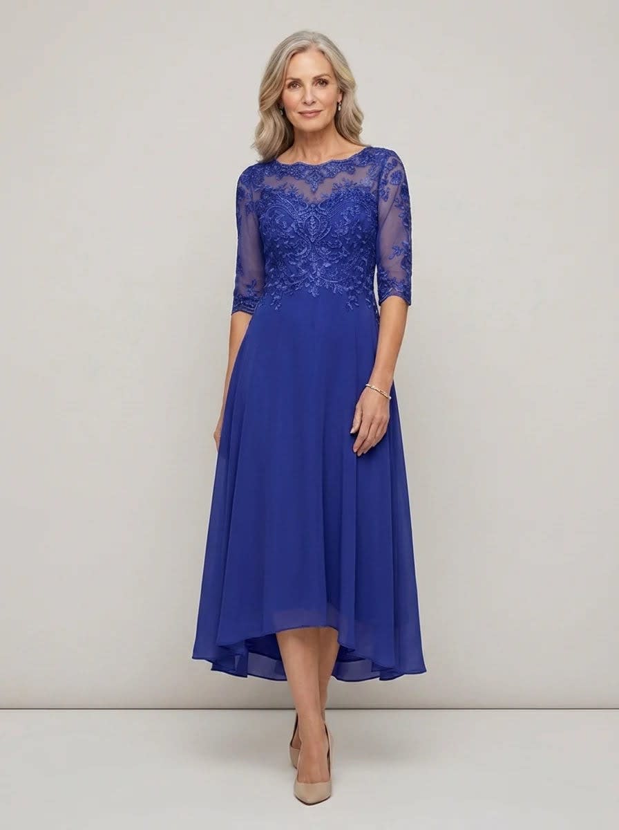 Elodie Mother of the Bride Wedding Guest Midi Dress with Sleeves_4