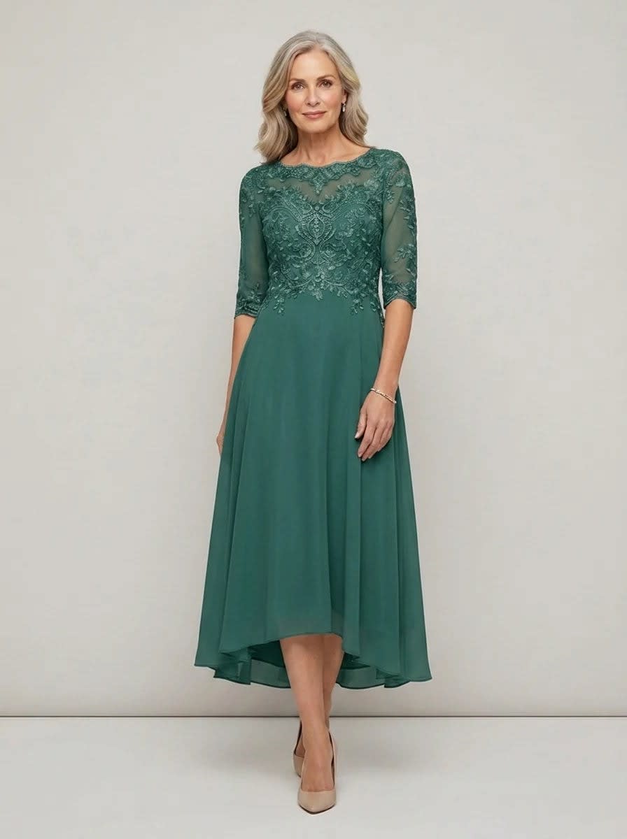 Elodie Mother of the Bride Wedding Guest Midi Dress with Sleeves_8