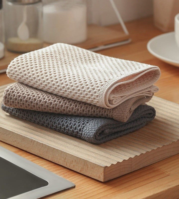 Cotton Tea Towels Set of 6, Honeycomb Weave, Absorbent Quick-Dry