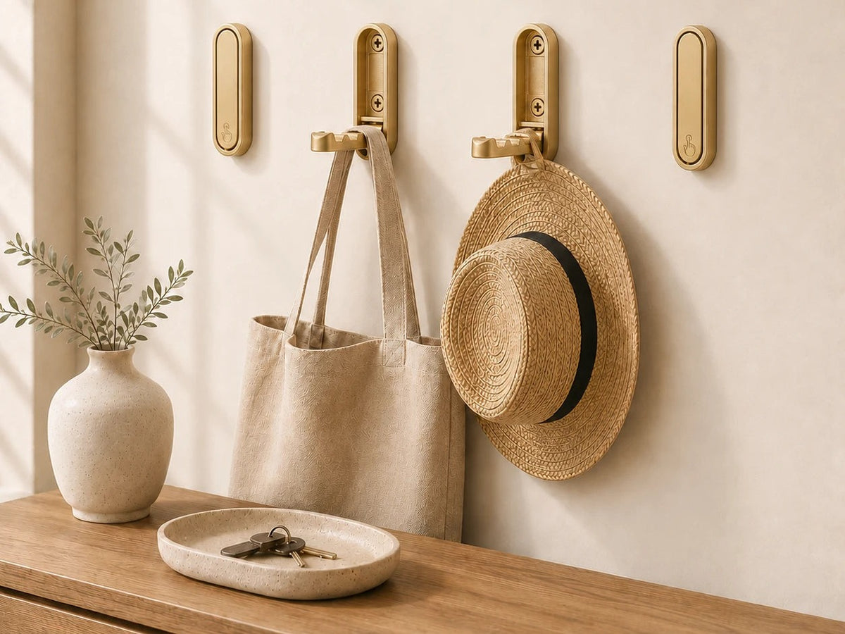 Foldable Wall Coat Hooks - Zinc Alloy Fold-Down Design