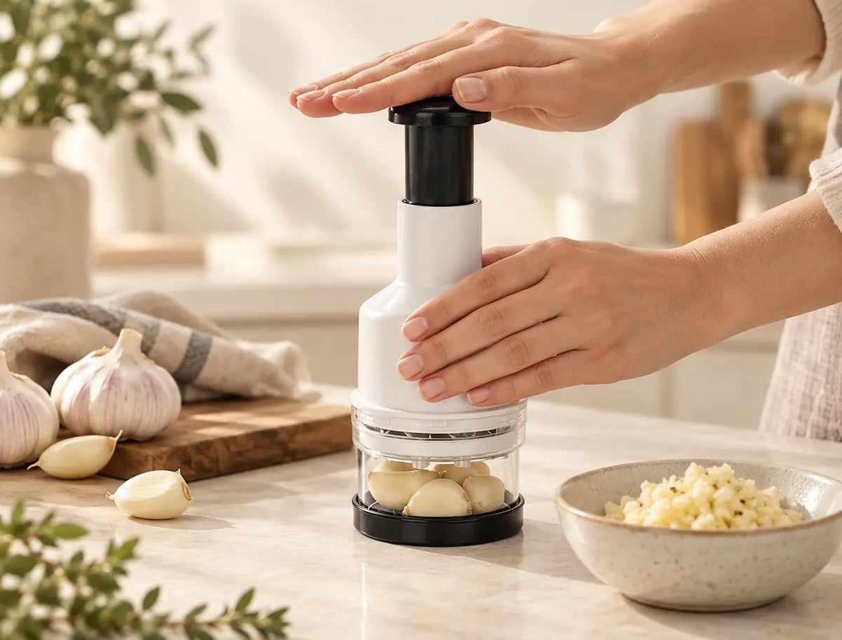 Press-Down Garlic Chopper - Stainless Steel Mincer Tool