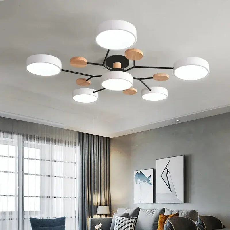 Scandinavian Multi-Arm Ceiling Lamp with Integrated LED