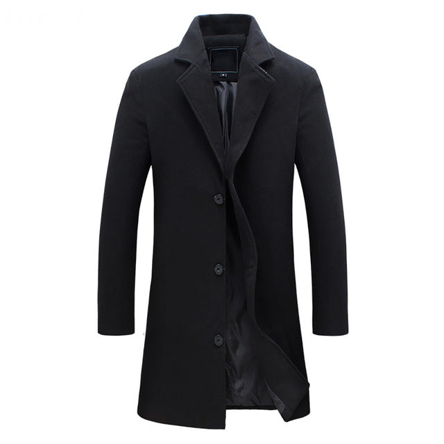 Men's Winter Trench Coat - Tailored Wool-Blend Overcoat