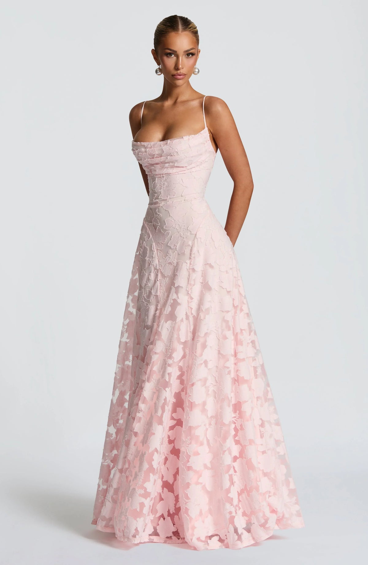 Women's Maxi Dress Floral Spaghetti Strap Fitted Bodice