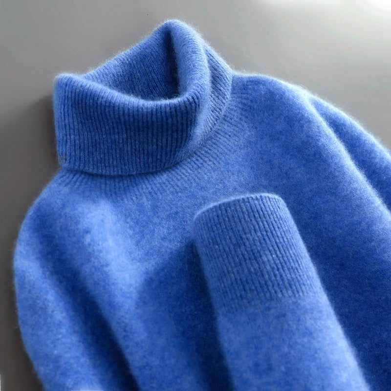 Women's Ribbed Turtleneck Sweater with Long Sleeves
