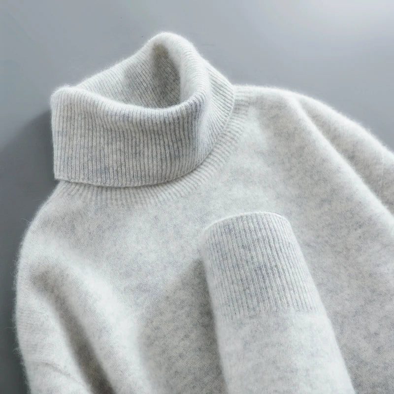 Women's Ribbed Turtleneck Sweater with Long Sleeves