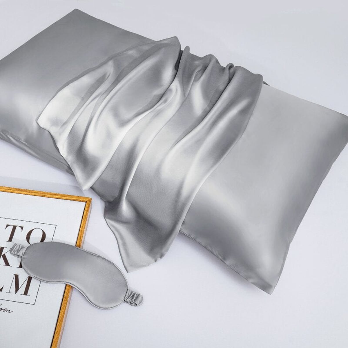 satin-finish pillowcases in silver