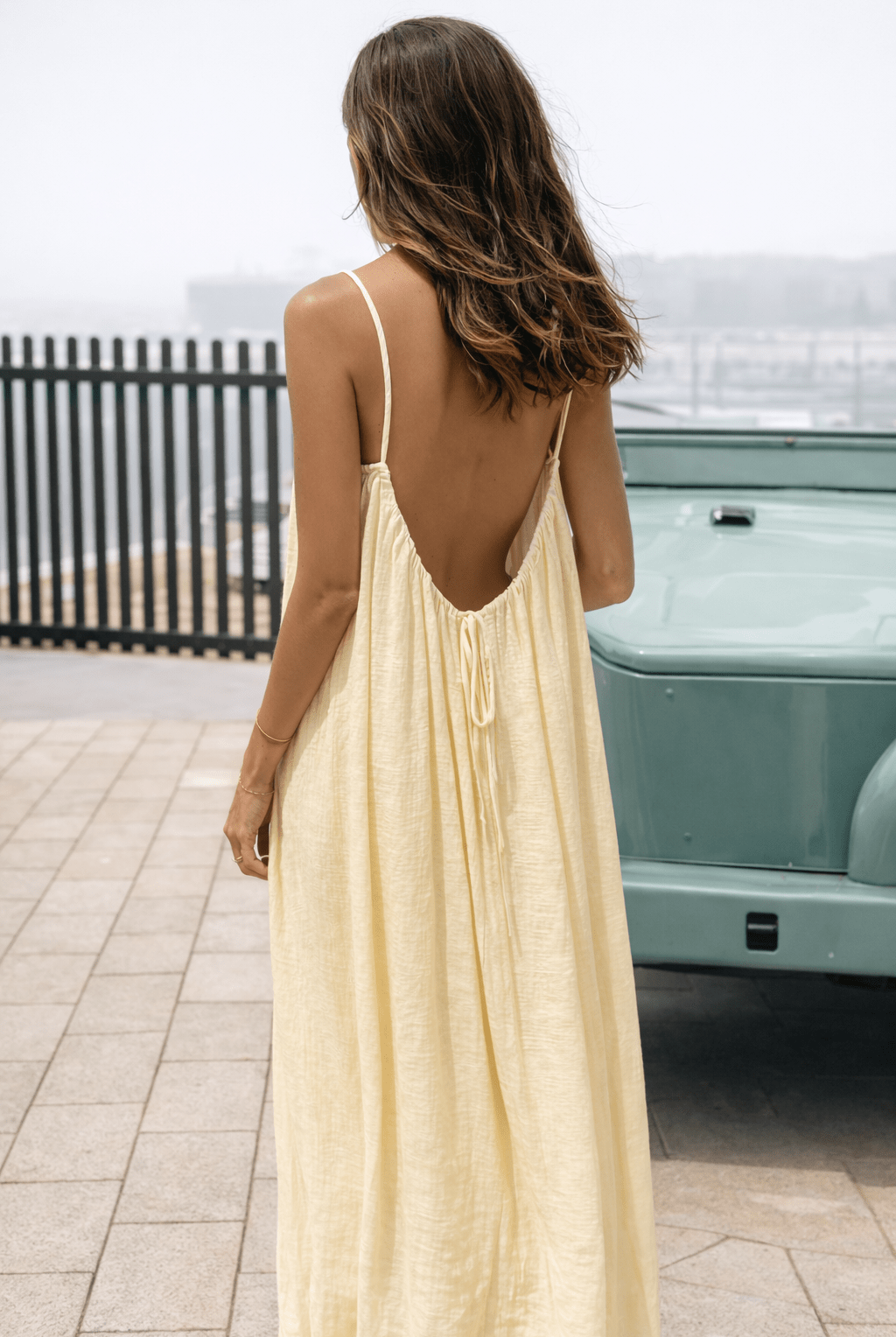 Women's Maxi Dress with Adjustable Open Back - Flowy Backless Gown