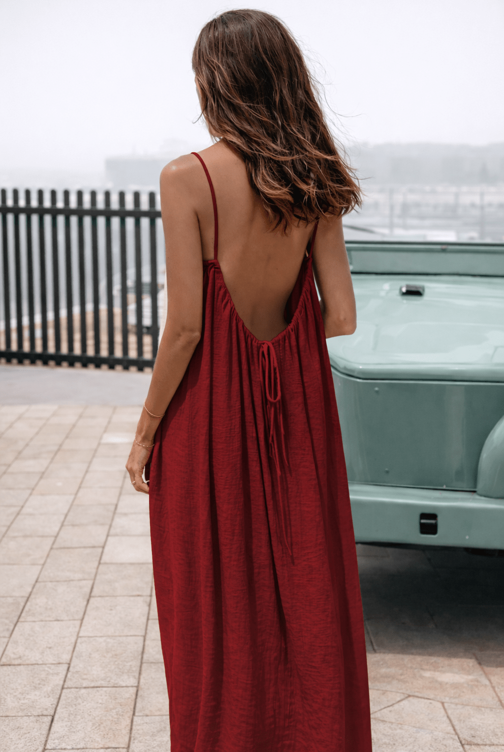 Women's Maxi Dress with Adjustable Open Back - Flowy Backless Gown