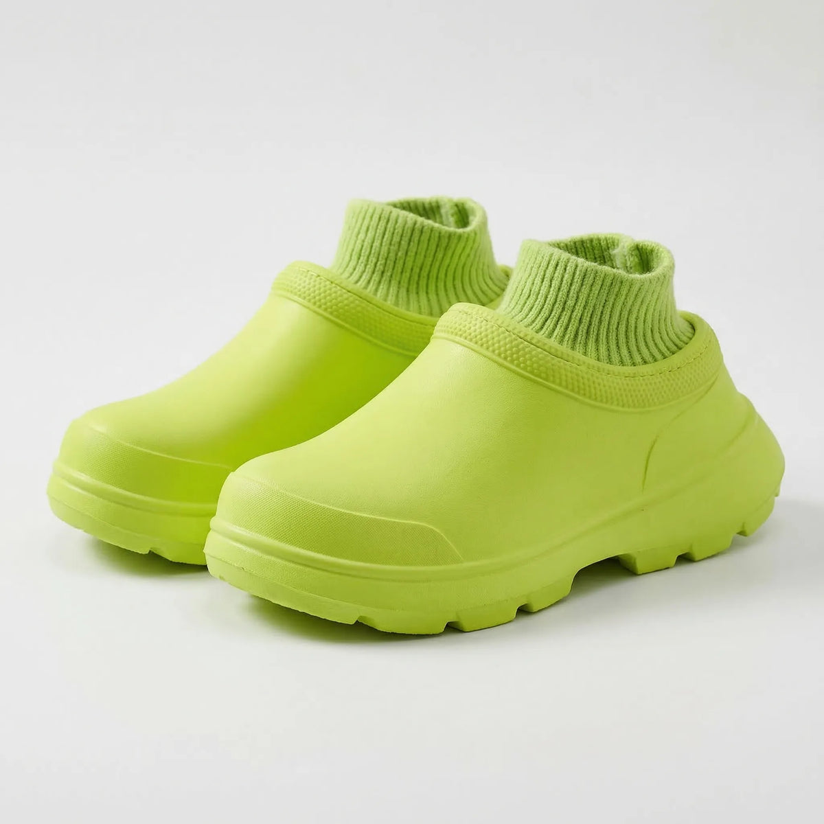 Women's Waterproof Slip-On Clogs with Knitted Ankle Cuff