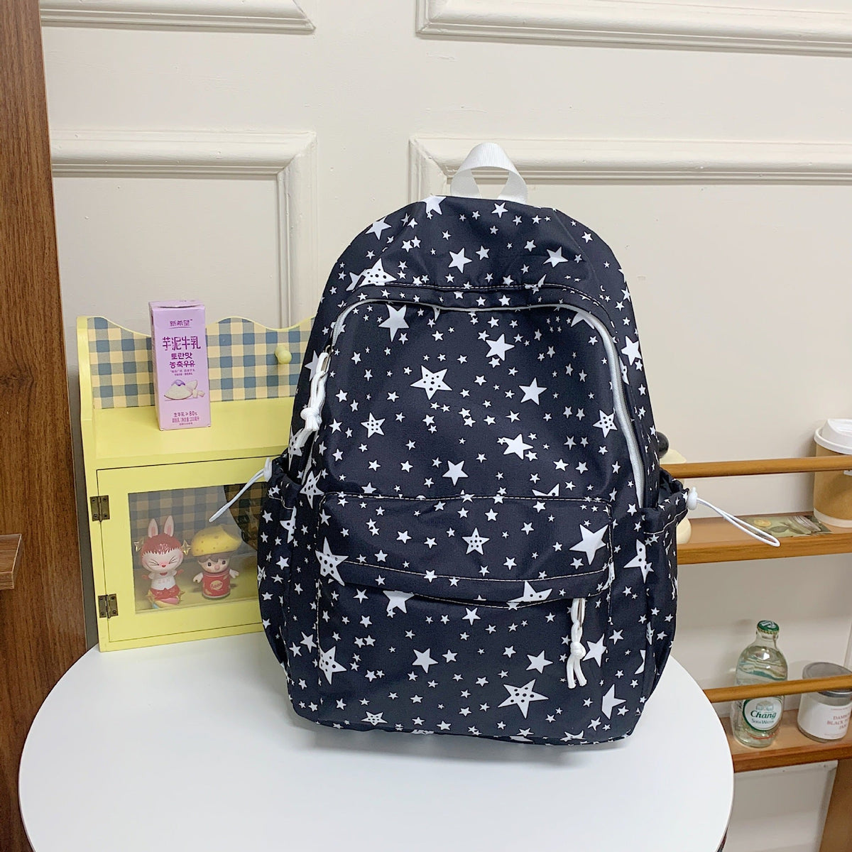 Star Print Multi-Pocket Backpack – Casual Daypack