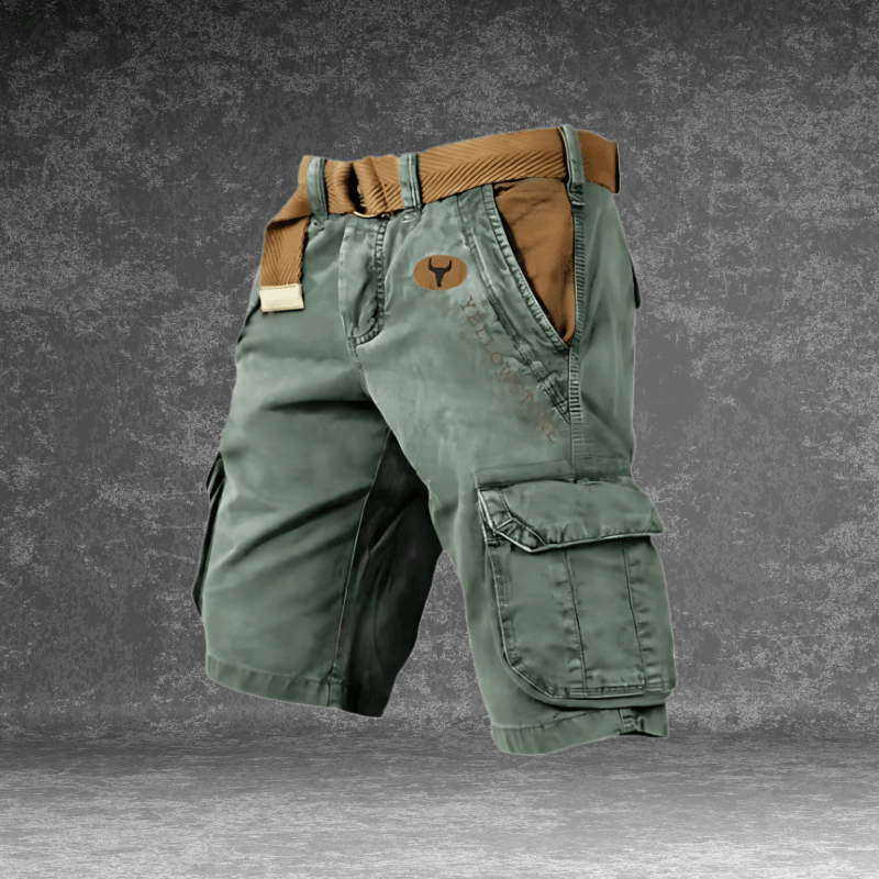 Men's Cargo Shorts with Multi-Pocket Utility Design, Polyester