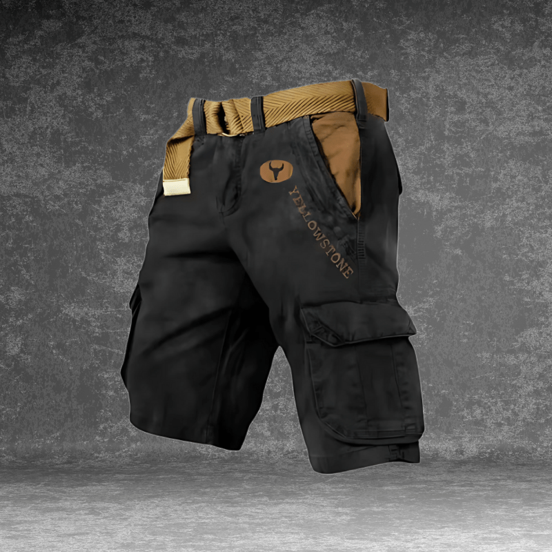 Men's Cargo Shorts with Multi-Pocket Utility Design, Polyester