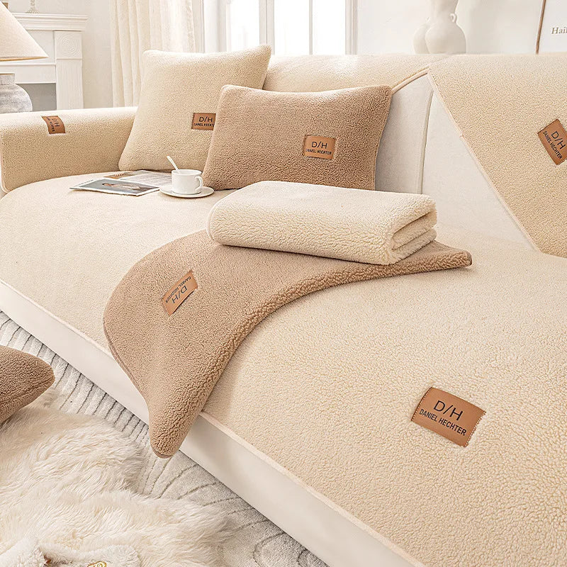 Sherpa Fleece Sofa Cover - Soft, Non-Slip Couch Throw