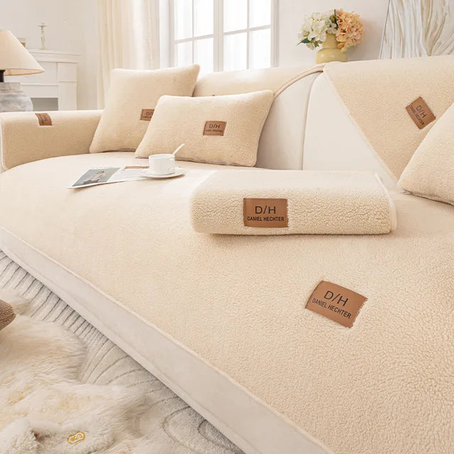 Sherpa Fleece Sofa Cover - Soft, Non-Slip Couch Throw