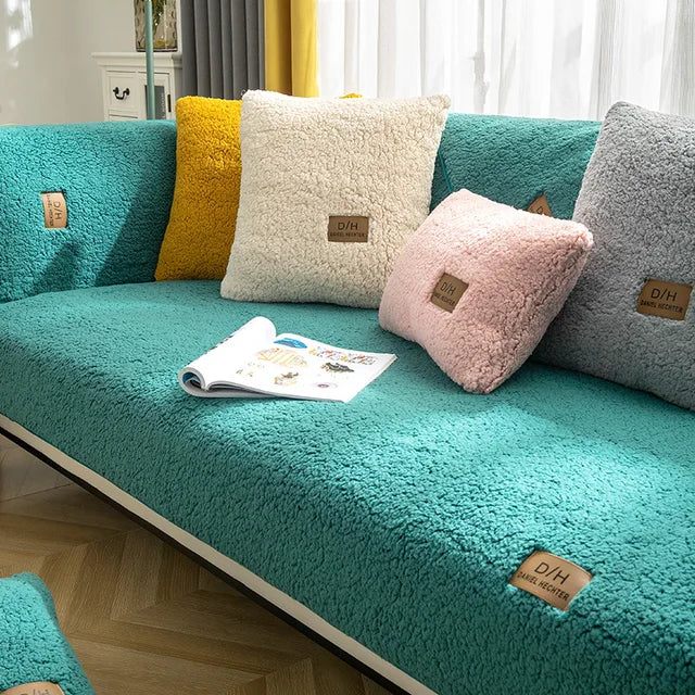 Sherpa Fleece Sofa Cover - Soft, Non-Slip Couch Throw