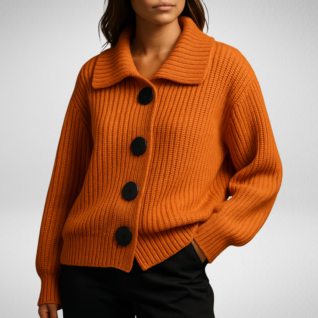 Women's Oversized Ribbed Cardigan with Statement Buttons