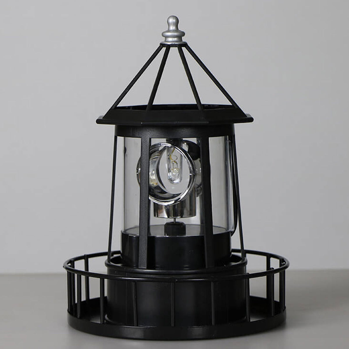 Vuurtoren Tafellamp op Zonne-energie met Roterende LED en Ingebouwd Zonnepaneel