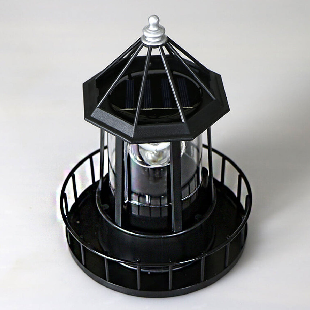 Vuurtoren Tafellamp op Zonne-energie met Roterende LED en Ingebouwd Zonnepaneel