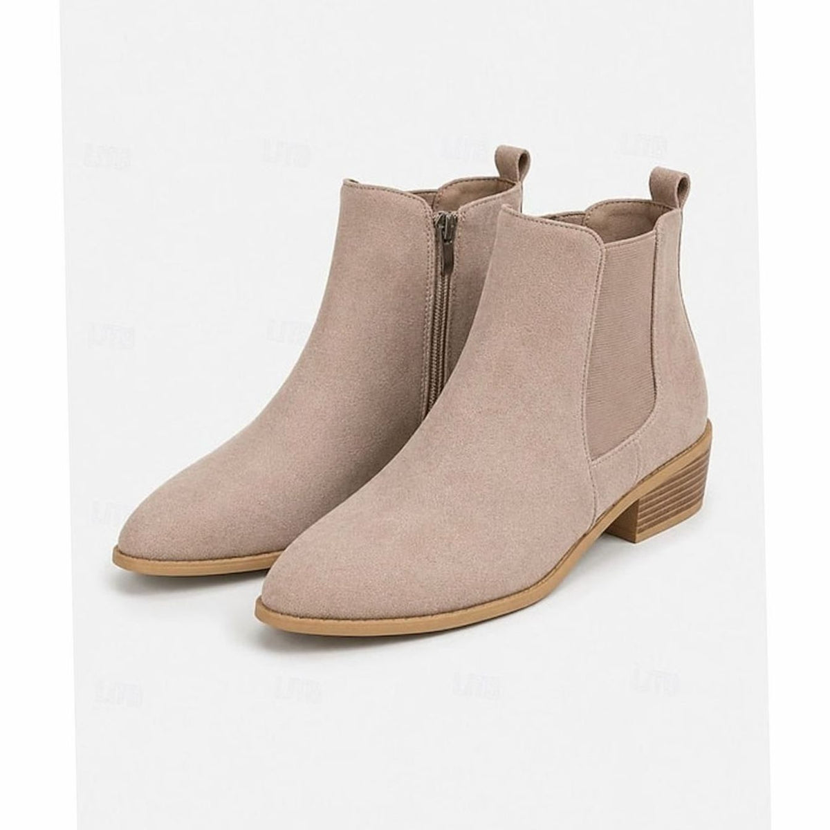 Women's Pointed-Toe Suede Ankle Booties with Block Heel