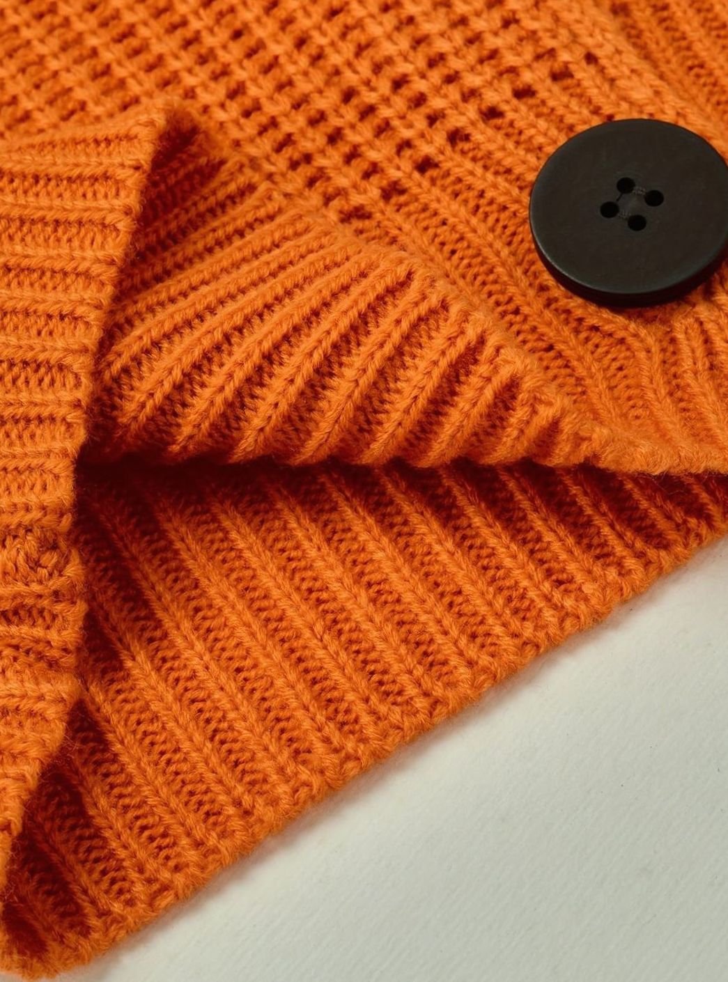 Women's Ribbed Knit Sweater with Folded Collar - Relaxed Fit Pullover