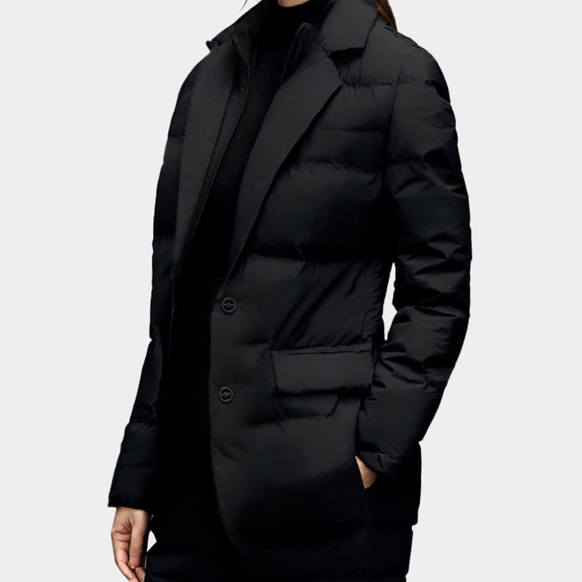 Women's Puffer Blazer Jacket - Quilted Button-Front Winter Coat