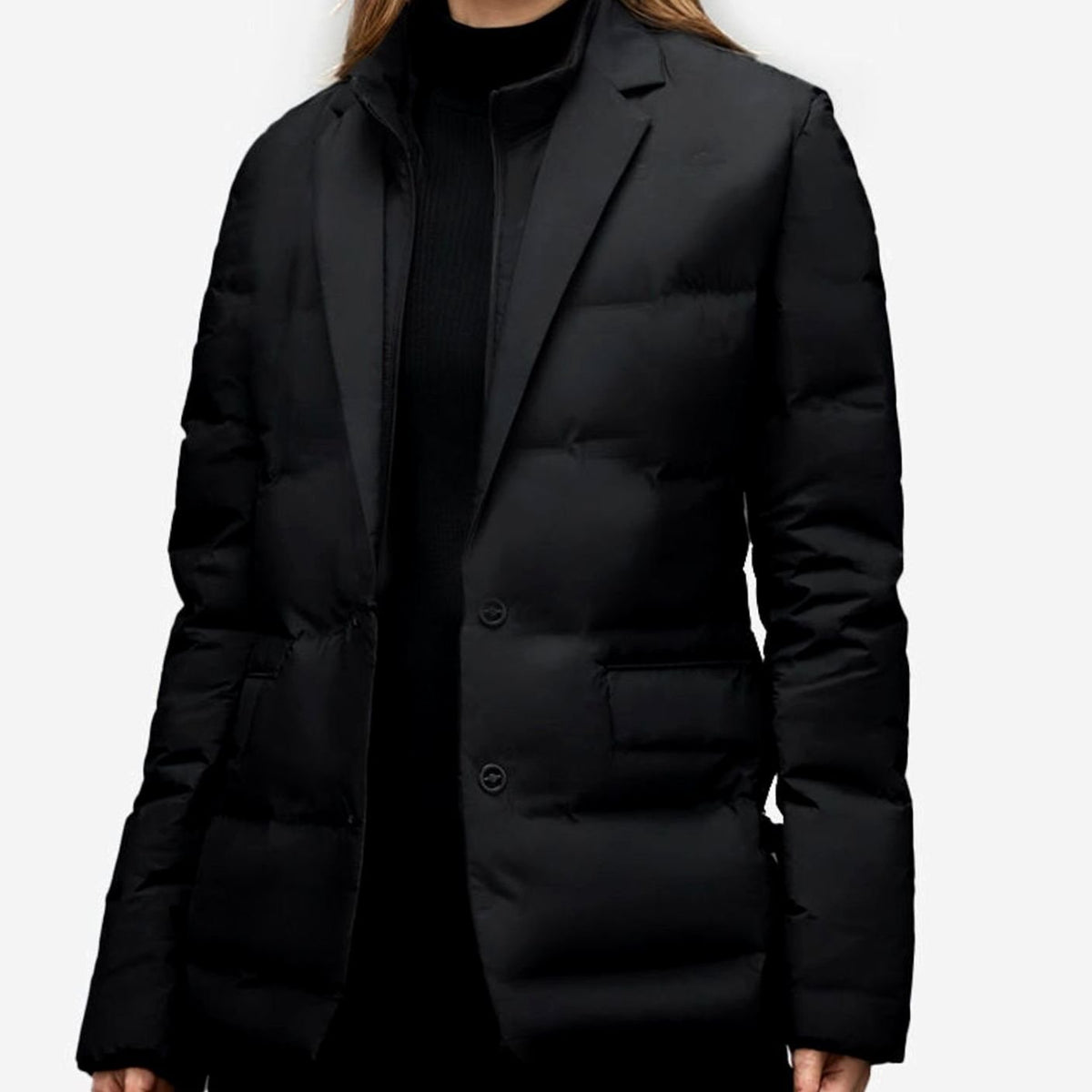 Women's Puffer Blazer Jacket - Quilted Button-Front Winter Coat
