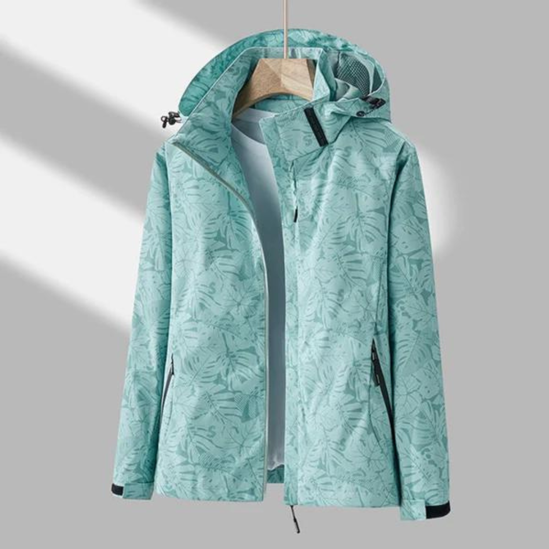 Women's Waterproof Windbreaker Jacket with Zip Closure - Lightweight Rain Coat