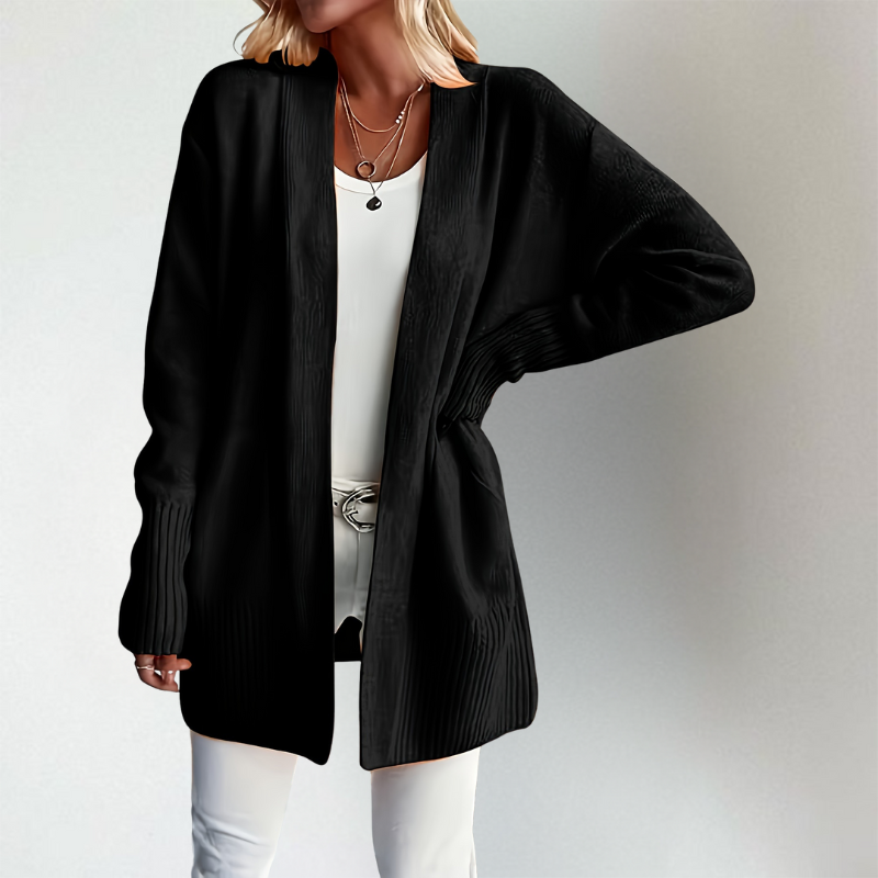 Women's Open Front Knit Cardigan with Long Sleeves
