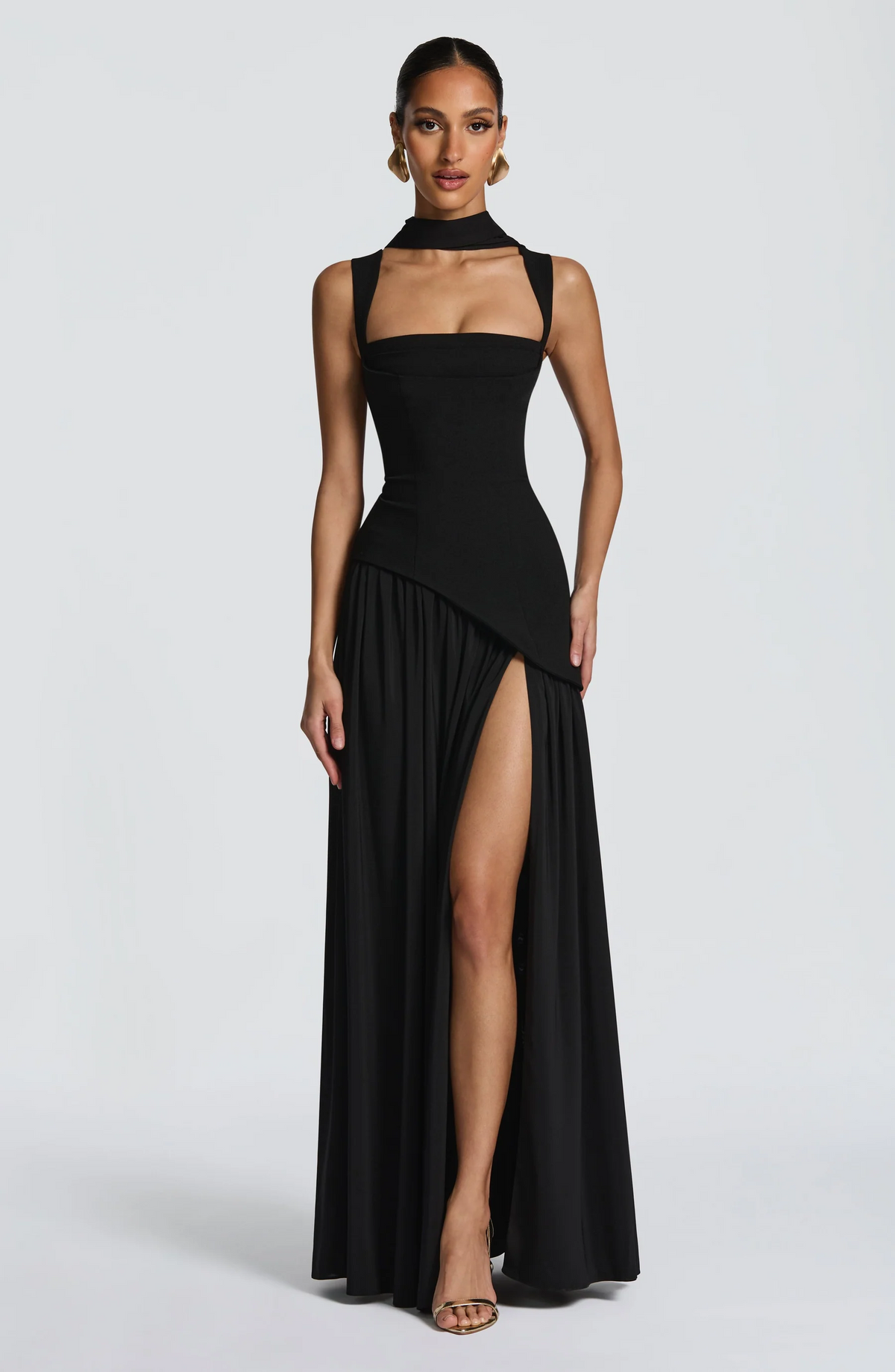 Women's Satin Maxi Dress with Adjustable Straps
