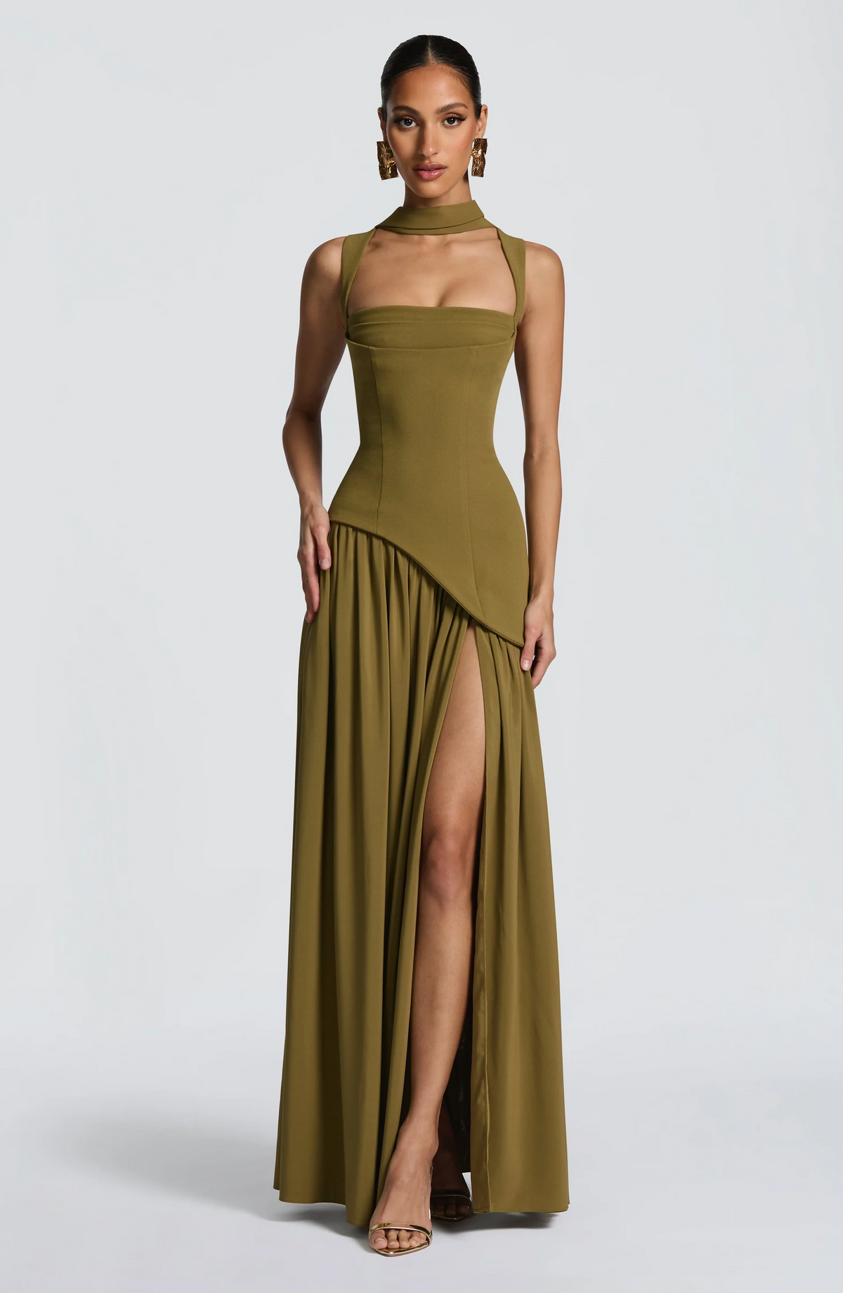 Women's Satin Maxi Dress with Adjustable Straps
