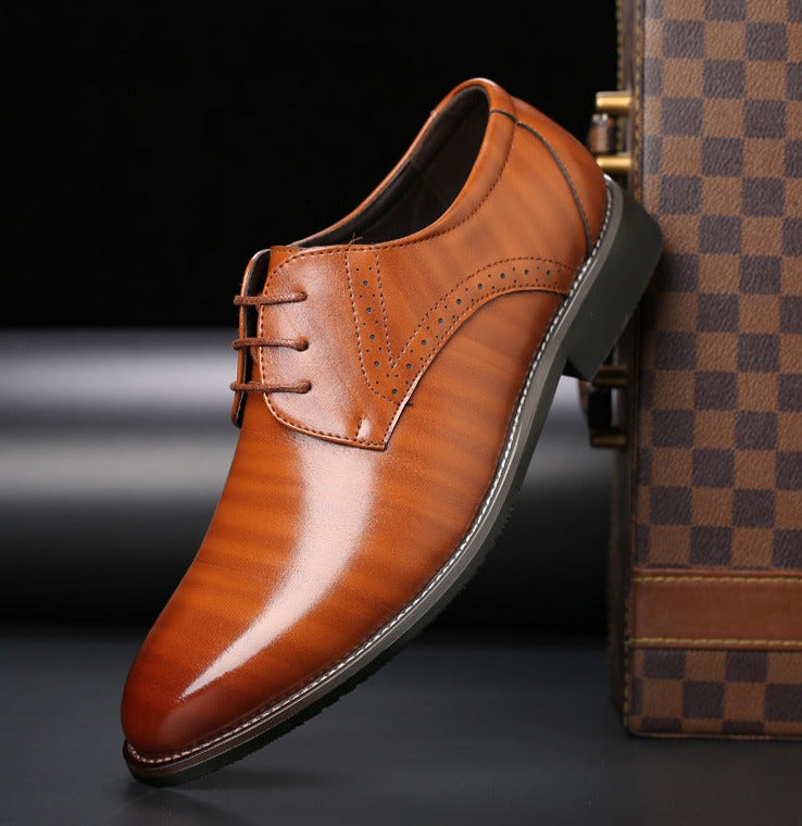 Men's Leather Lace-Up Shoes - Classic Formal Design