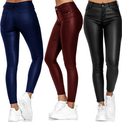 Lilian | Stretch Leren Broek voor Vrouwen – Hoog Taille, Slim Fit, Comfort en Stijl
