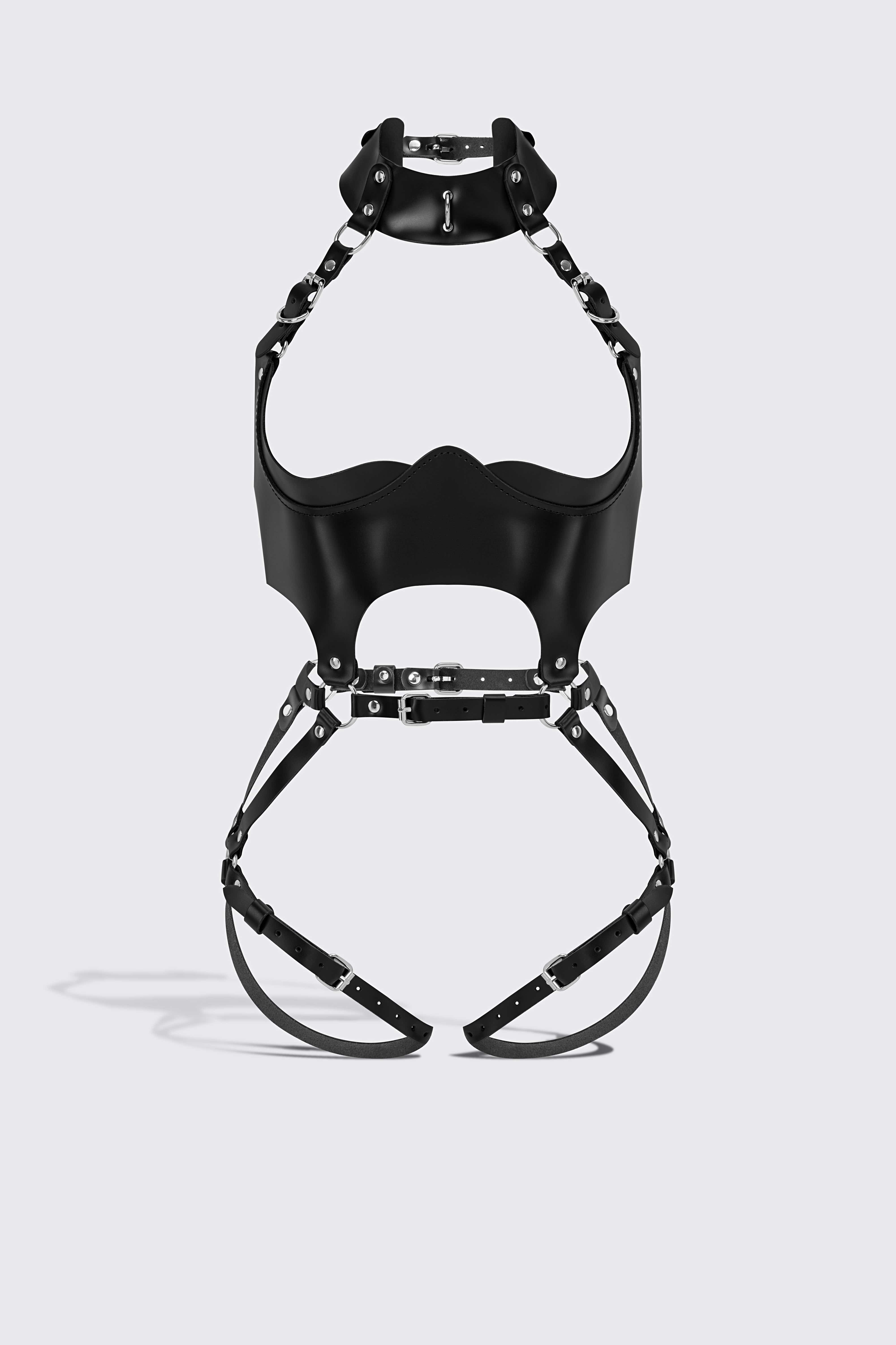 Women's Faux Leather Body Harness Lingerie with Chain-Style Straps