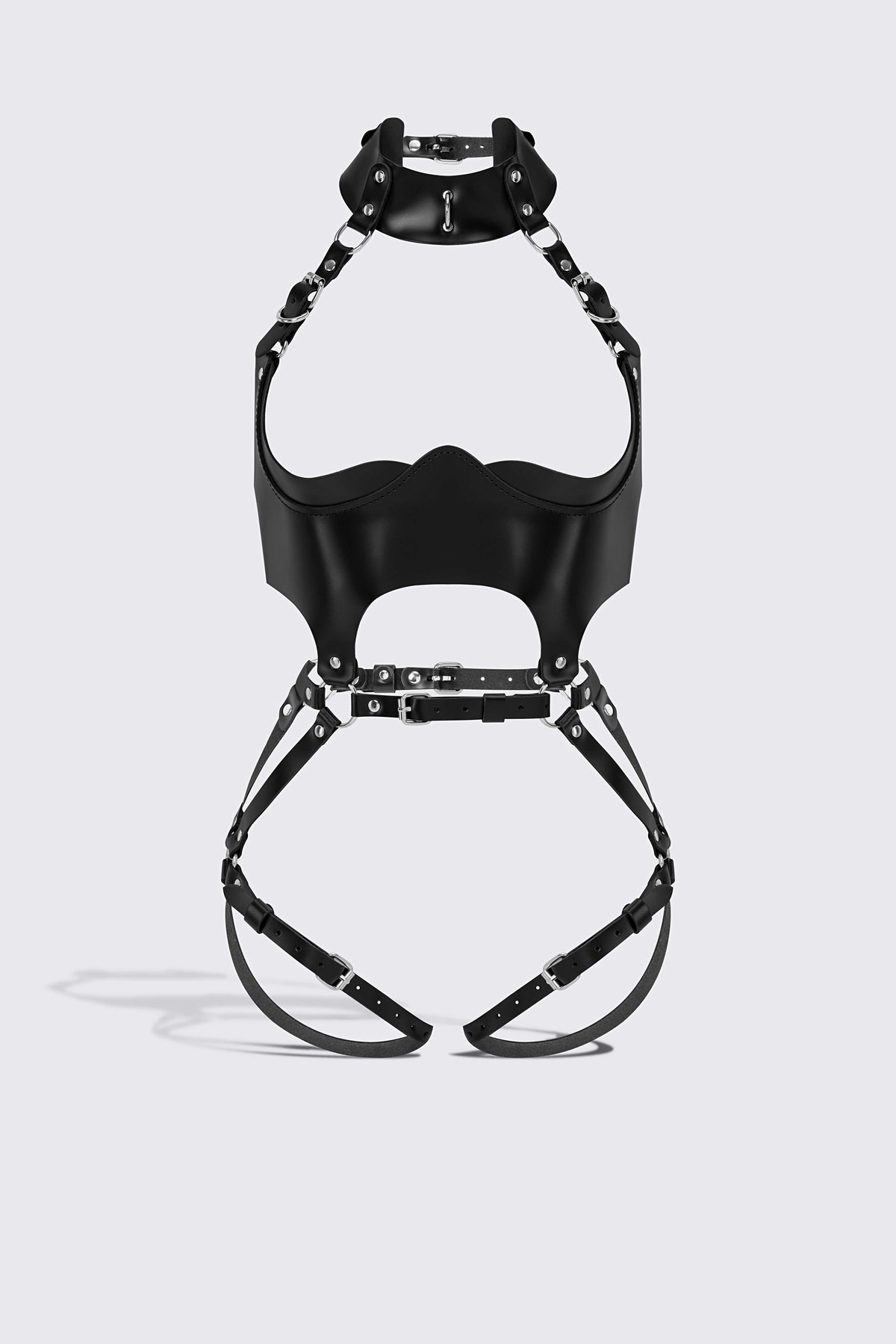 Women's Faux Leather Body Harness Lingerie with Chain-Style Straps