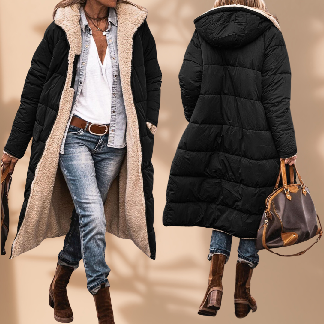 Women's Waterproof Winter Jacket - Windproof Black Coat with Hood
