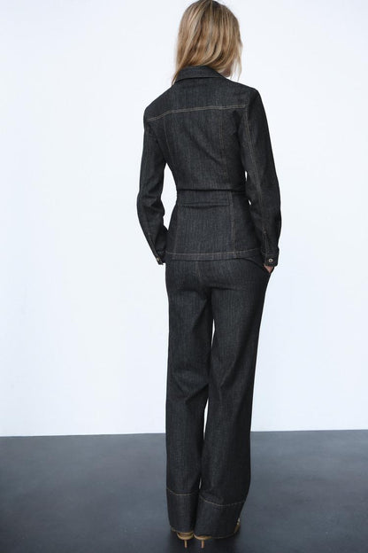 Sascha Denim Set | Dames Set met Getailleerde Top en Matchende Broek