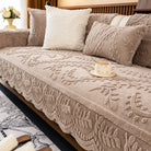 Plush Botanical Texture Couch Cover with Non-Slip Backing