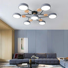 Round Iron LED Semi-Flush Ceiling Light – Chandelier with Acrylic Heads