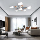 Round Iron LED Semi-Flush Ceiling Light – Chandelier with Acrylic Heads