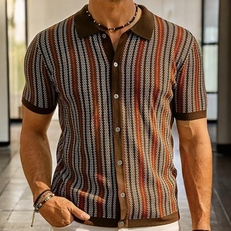 Men's Button-Down Shirt in Organic Cotton Herringbone
