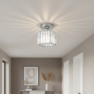 Flush Mount Ceiling Light with Crystal Shade - Black Brass Finish