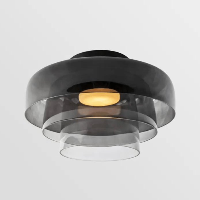 Plafondlamp – Transparant Glas, Met Driekleurige LED voor Woonkamer of Eetkamer