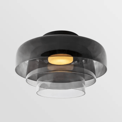 Plafondlamp – Transparant Glas, Met Driekleurige LED voor Woonkamer of Eetkamer
