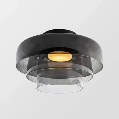 Plafondlamp – Transparant Glas, Met Driekleurige LED voor Woonkamer of Eetkamer