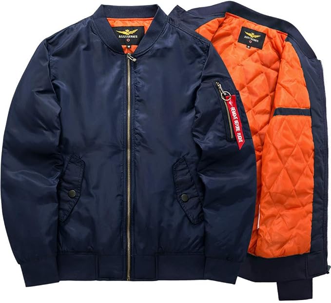 Men's Padded Bomber Jacket with Zip Pockets