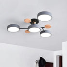 Round Iron LED Semi-Flush Ceiling Light – Chandelier with Acrylic Heads