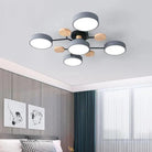 Round Iron LED Semi-Flush Ceiling Light – Chandelier with Acrylic Heads