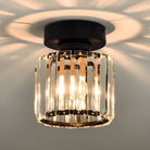 Flush Mount Ceiling Light with Crystal Shade - Black Brass Finish