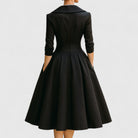 Women's V-Neck Midi Dress with Wrap Waist and Side Pockets